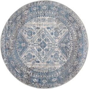 Monte Carlo Blue/Gray Round Medallion Oriental Rug